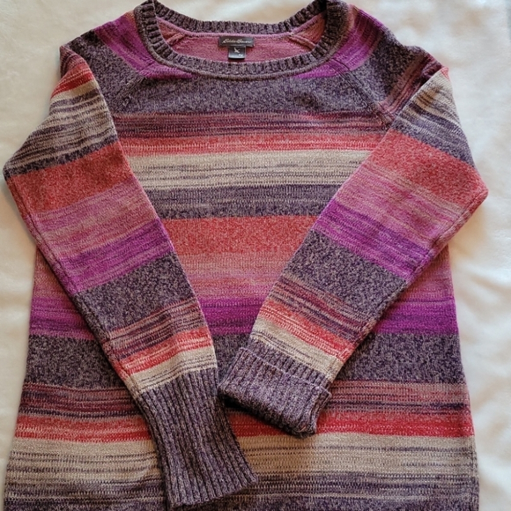 Eddie Bauer Size MP Heathered Stripe Sweater